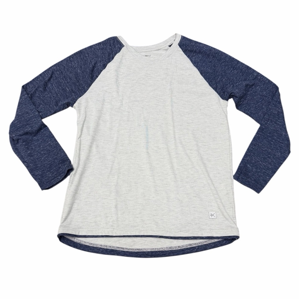Departwest Boys Raglan Long Sleeve Tee Blue & Gray Heather Size Medium 10-12